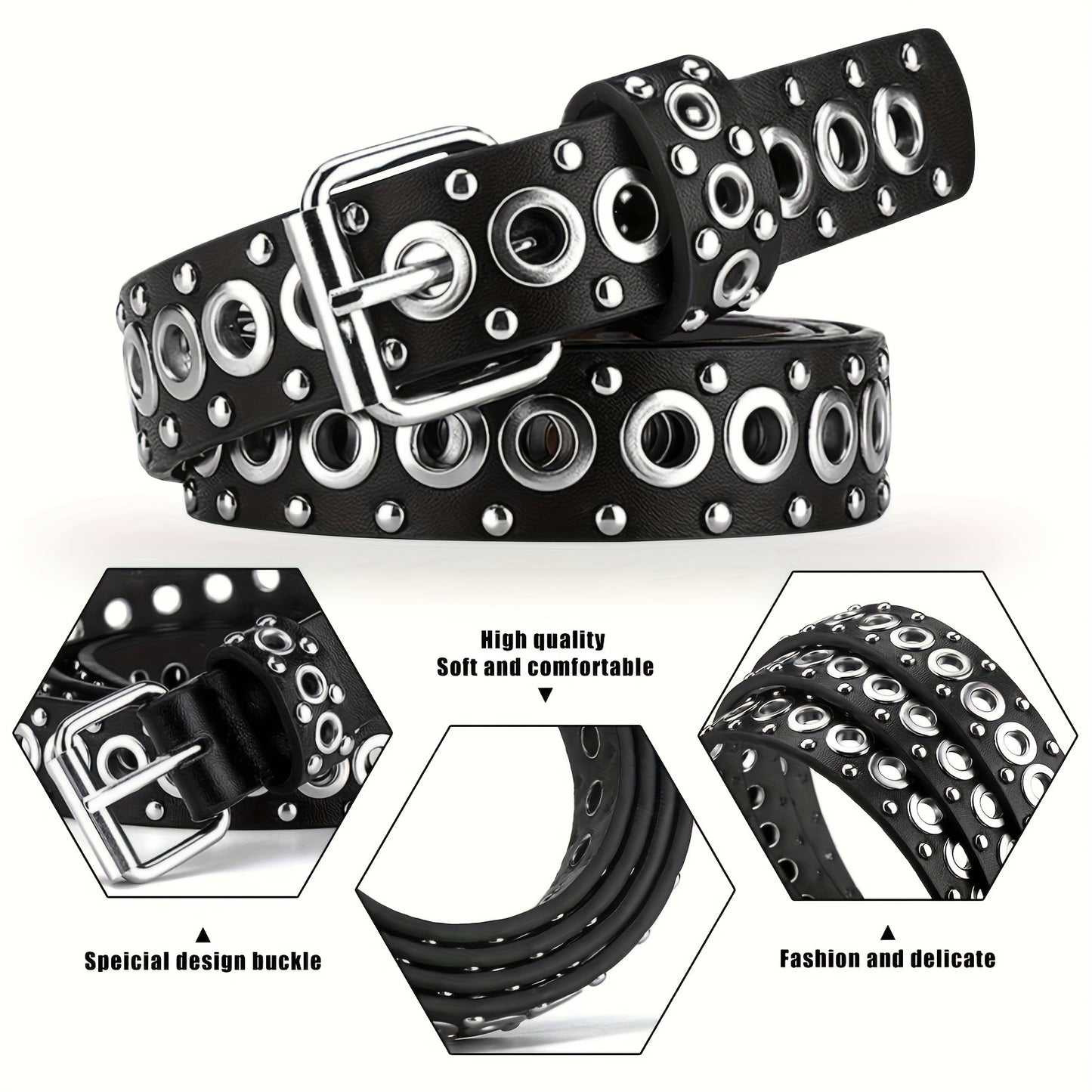 Punk Style Rivet Belt For Men And Women, Ideal choice for Gifts