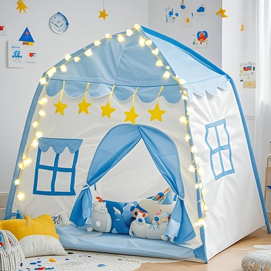 Blue Star House Tent with Starry Lights, Indoor/Outdoor Princess Playhouse for Youngsters, Role-Playing Imaginative Game House, Ideal Birthday or Holiday Gift, Perfect for Boys and Girls, Best for Christma