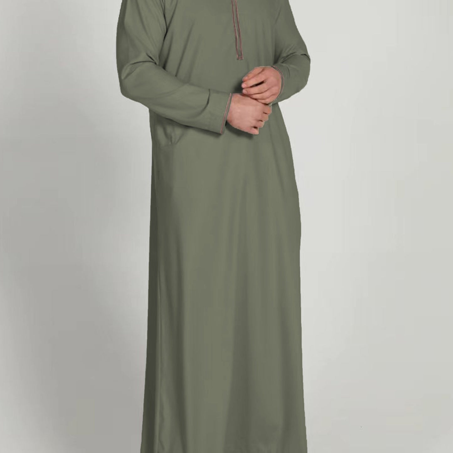 Eid Al-Adha Men's Ethnic Long Sleeve kandura, Arabic Long Gown Thobe For Men