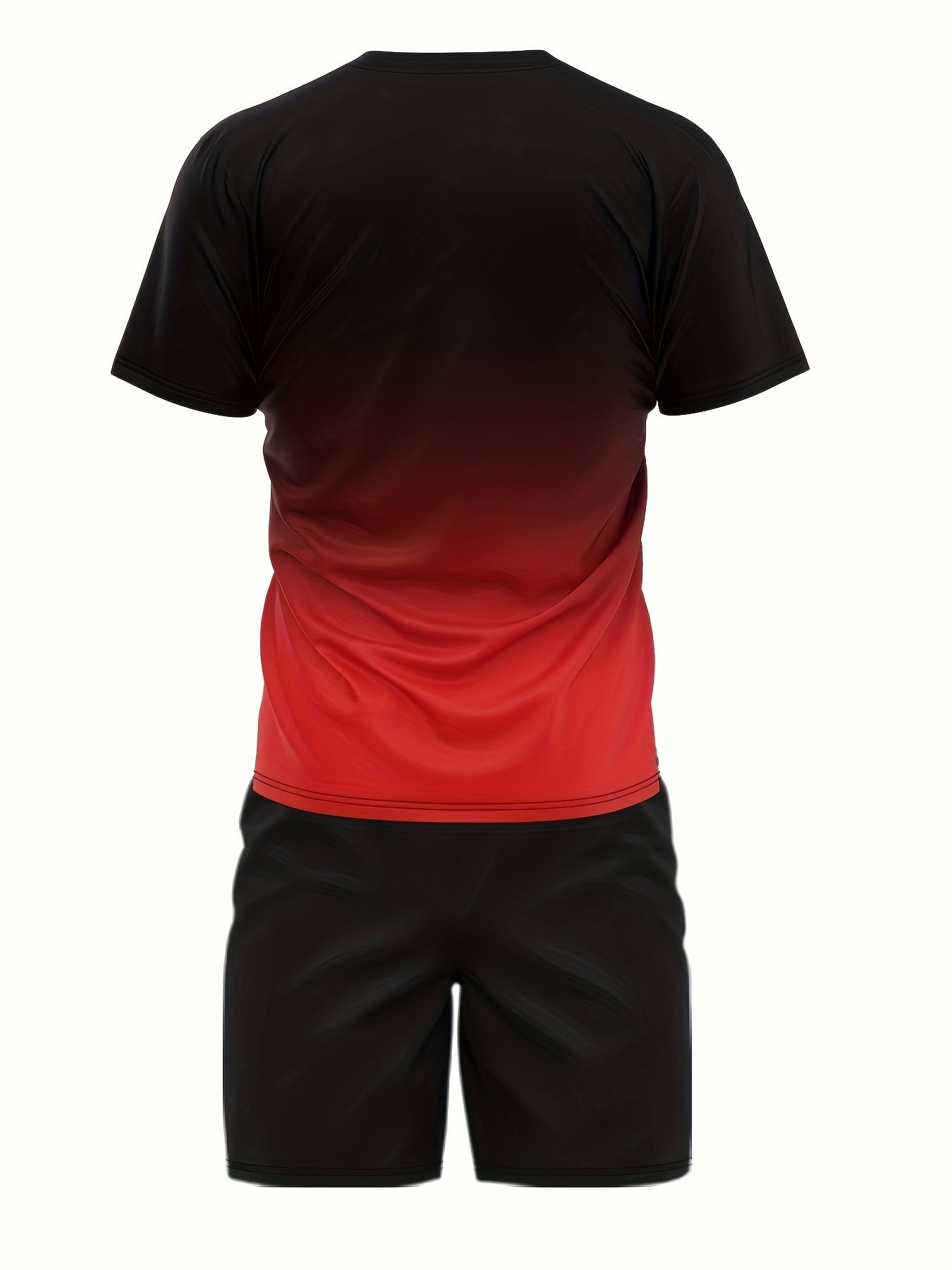 Ombre 2Pcs Trendy Outfits For Men, Casual Crew Neck Short Sleeve T-shirt And Drawstring Shorts Set For Summer, Men's Clothing Vacation Workout