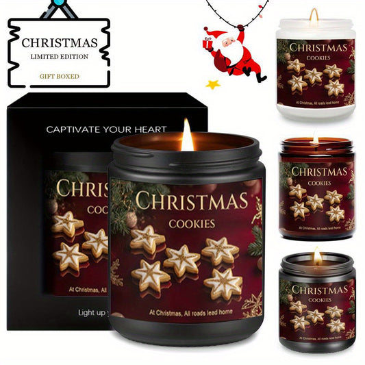 Christmas Cookies Scented Glass Candle - Lavender Aroma, Non-Electric, Decorative Centerpiece for Home, Ideal Gift for Women, Men, Mom, Dad, Friends, Bestie, Son, Daughter - 1pc