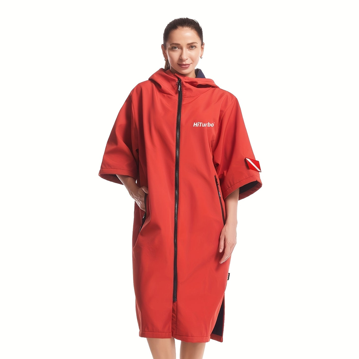 HiTurbo Outdoor Changing Towel Robe, Quick Drying Bathrobe with Hooded, Comfortable Cloak with Zipped Pockets, Suitable for Beach, Home, Bathroom, Camping, Surfing.