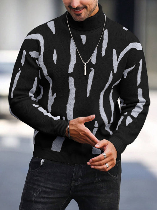 Men's Sweater Beige/Brown - Knit Sweater for Fall/Winter, Office & Party Events - Regular Fit Pullover Sweater for Everyday & Formal Outfits, Casual Wear, Stylish Knitwear, Warm Material, Long Sleeve Top, Fashion Enthusiasts