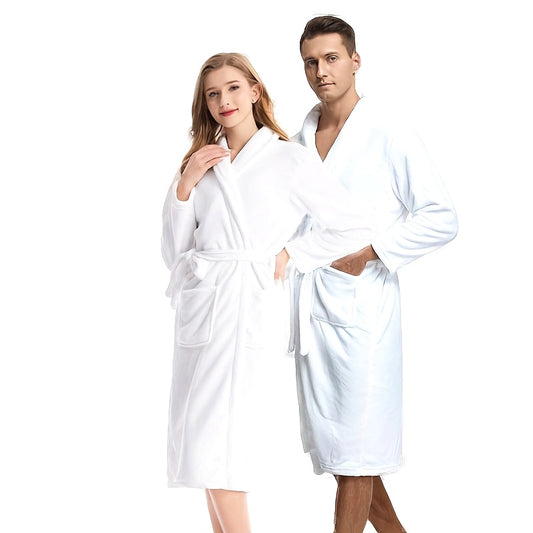 Ultra-Soft Flannel Bathrobe for Couples - Thick, Long & Warm | Anti-Static, Machine Washable | Perfect for Fall/Winter Home Comfort