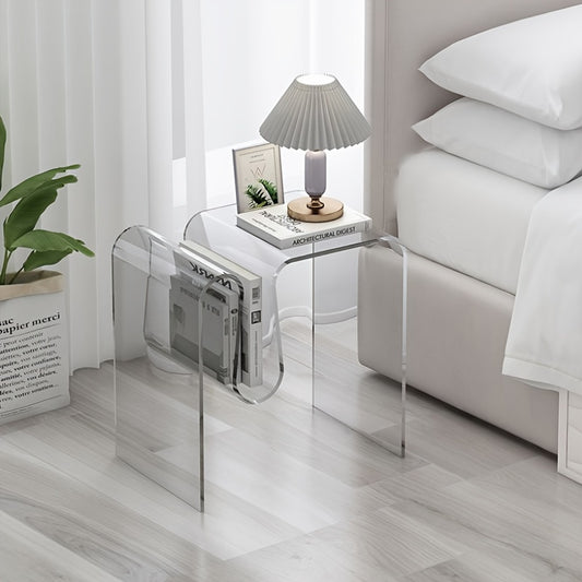 1pc Side Table, Transparent Acrylic, With Magazine Rack, Small Coffee Table In The Living Room, Bedside Table In The Bedroom, Plexiglass