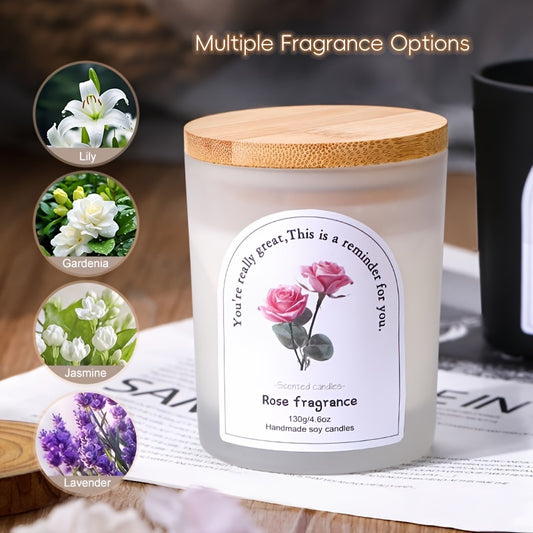 1pc 130g/4.6oz Handmade Soy Wax Scented Candle - 9 Fragrance Options, Oval Elegant Design with Glitter Accents, Long-Lasting 12+ Hour Burn Time, High-Quality Soy Wax & Glass Container for Home Decor, Birthdays, Valentine'S Day & Anniversaries, Anniversar
