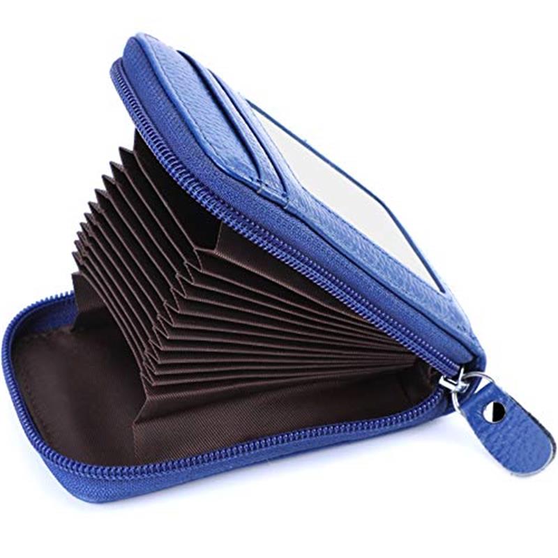 Genuine Leather RFID Blocking Credit Card Wallet for Men with Zipper