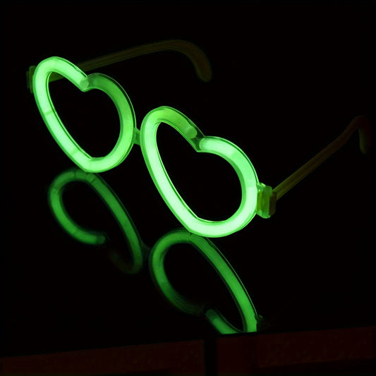 6pcs NICEGLOW Glow Heart Glasses - Neon Purple & Green, Glow-in-the-Dark Party Accessories for Halloween, Christmas, Weddings, Birthdays & More, Individually Wrapped in Aluminum Foil Bags, Party Favor Supplies | Glow-in-the-Dark Decor | Plastic Construct