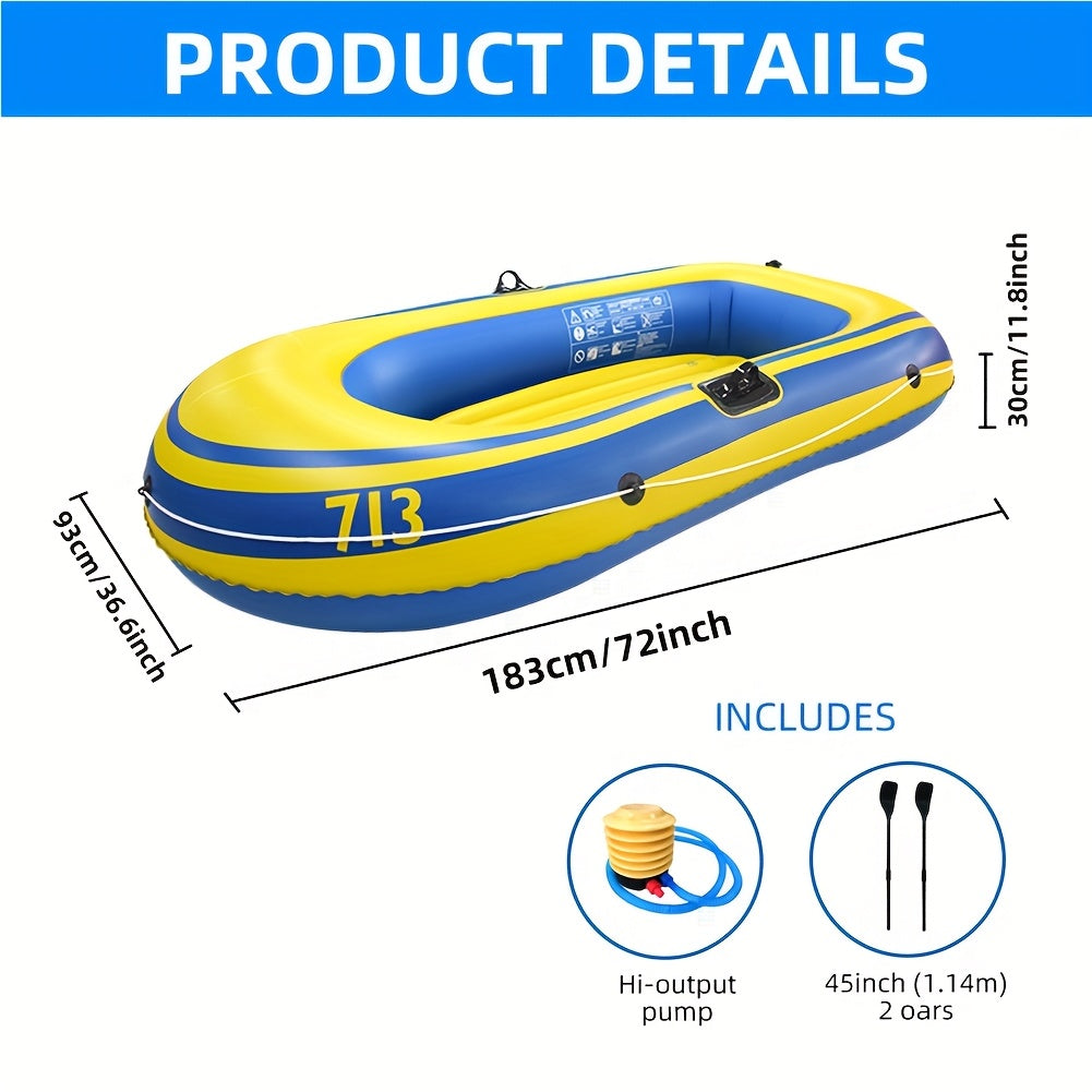 1 Set, Inflatable Fishing Boat Series: Welded Paddle Lock - Grapple - Bow Rope - Sport Design, Suitable for Outdoor Play, Lake and River Entertainment, Family Water Fun Parties, Pool Playtime, Portable, Lightweight Essential with Pump, Oars & Other Acces