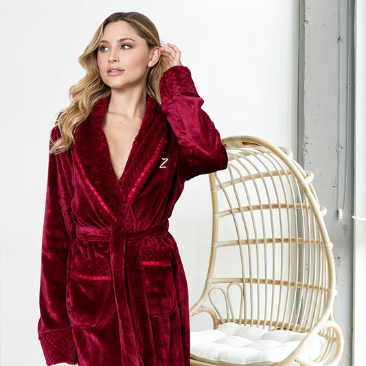 Personalized Bathrobe - Name/Text Plush Spa Robe for Men & Women, Heavy-Duty Winter Robe with Your Name, Matching Pink/Beige Homewear Gift (Christmas/) - Luxury Bathing Suit Replacement