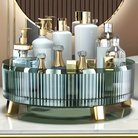 Lightweight Luxury Large Capacity Rotating Makeup Organizer for 12 Months Use - Multifunctional Bath and Skincare Cosmetic Storage Box, Suitable for Bathroom or Vanity