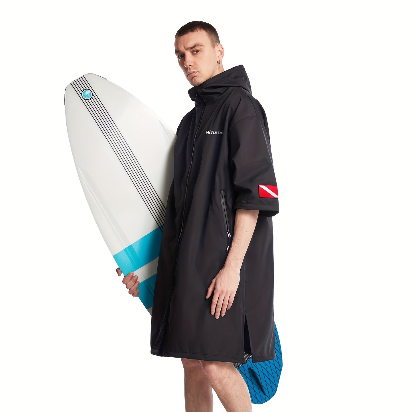 HiTurbo Outdoor Changing Towel Robe, Quick Drying Bathrobe with Hooded, Comfortable Cloak with Zipped Pockets, Suitable for Beach, Home, Bathroom, Camping, Surfing.