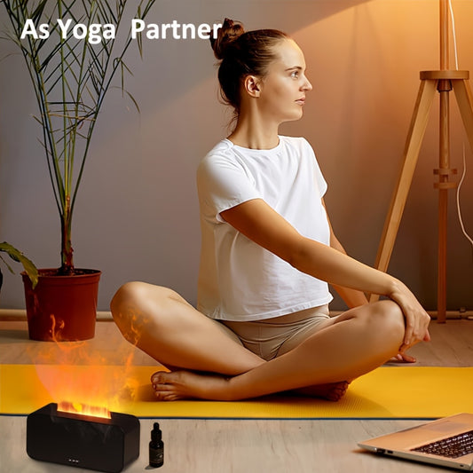 HACRIN Mini Air Humidifier & Essential Oil Diffuser with LED Flame Light - USB-Powered, 300ml Capacity, 10-20㎡ Coverage, 5 Colorful Modes, Timer & Nightlight, Compact Design for Home, Bathroom, Bedroom, Office, Humidifier for Home Use, Bedroom Fragrance,