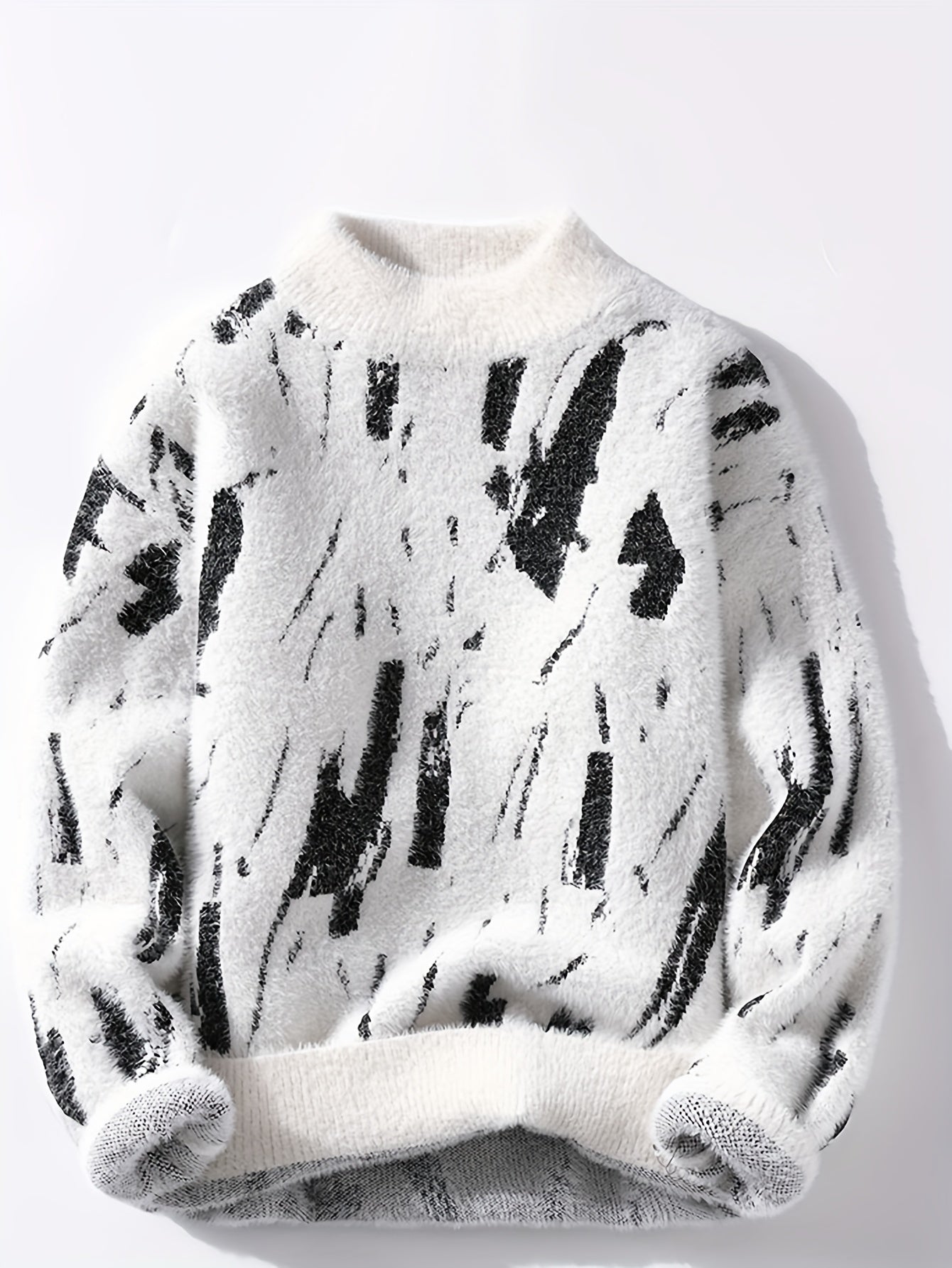 New Autumn-Winter Round Neck Men's Sweater, Loose Fashion Personality Knitwear, 673 Warm Thick Pullover Top