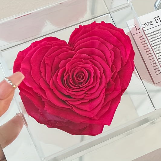 Charming Heart-Shaped Eternal Rose Gift Box - Perfect for Best Friends, Birthday & Valentine's Day Present | No Power Needed | Ideal for Bathroom Decor