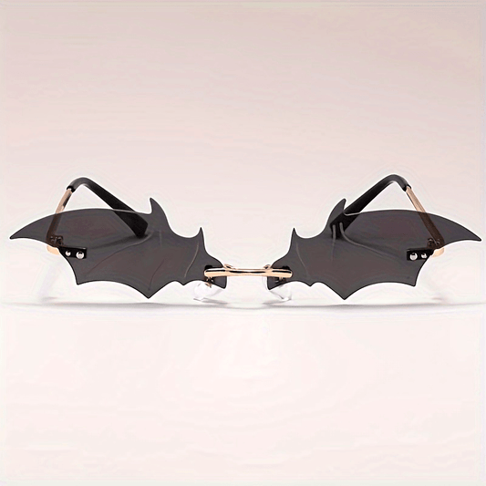 Bat-Eye Fashion Glasses for Men - Oversized Frame, Black & Golden Accents, Decorative Lenses, Stylish and Functional Eyewear for Casual or Formal Occasions, Casual Eyewear | Trendy Eyewear | Metallic Finish