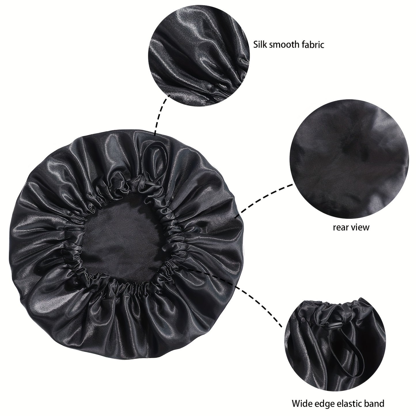 [Satin Sleep Bonnet] Double Layer Satin Bonnet For Sleeping - Adjustable Bonnet For Curly Hair - Large Satin Lined Sleep Cap For Women