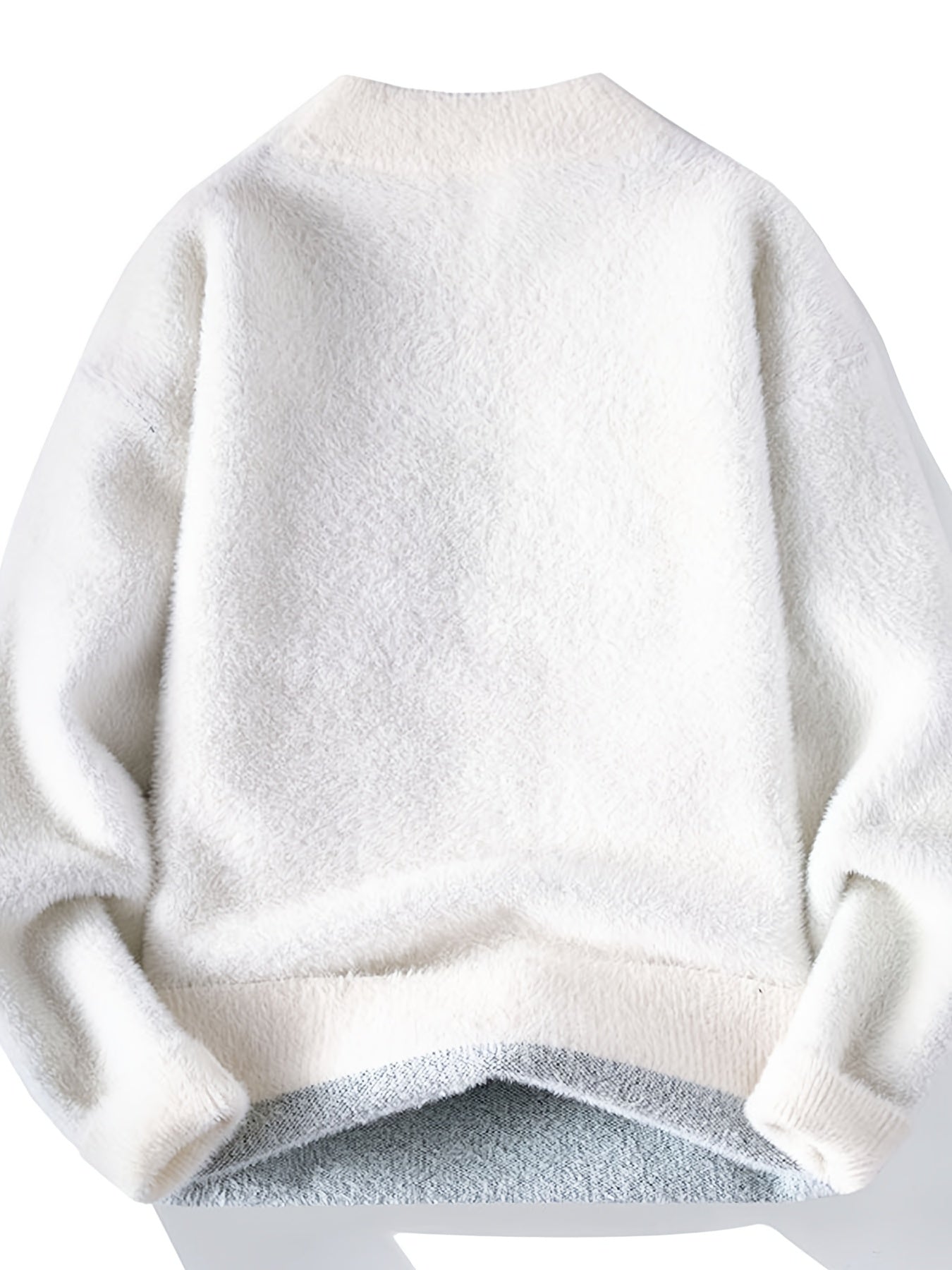 Men'S Cozy Fleece-Lined Knit Sweater - "RANIF" Graphic, Long Sleeve, Crew Neck, Casual Pullover for Fall/Winter, with Green Lettering, Comfortable and Stylish, Winter Clothing | Graphic Sweater | Nylon Knitwear