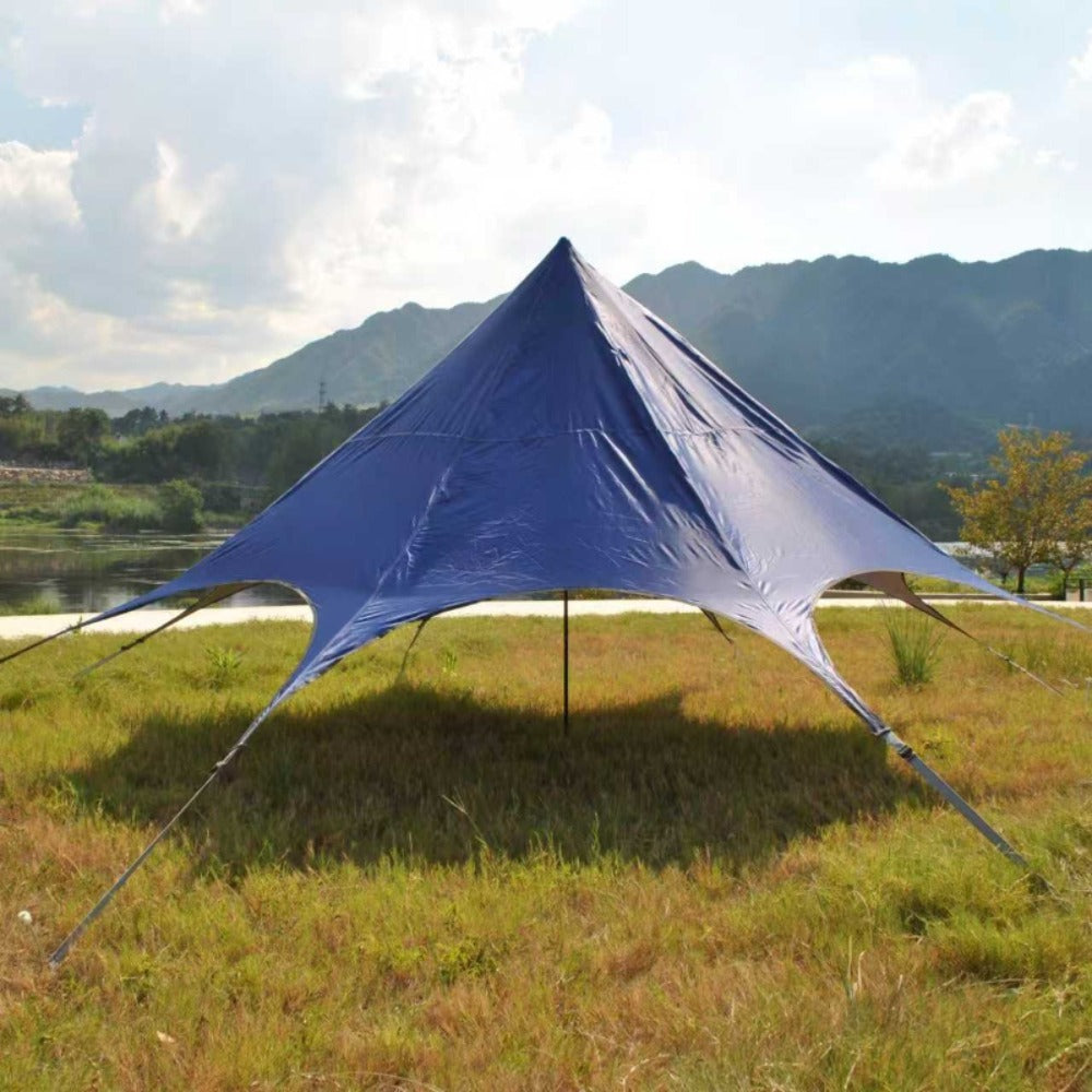 Silvery-Coated Octagonal Sunshade Canopy, Lightweight Beach Umbrella Shade Tent, Multi-Purpose Eight-Legged Awning, Sunshade Tent, Picnic Shade, Octagonal Canopy, Portable Design, Silvercoated Fabric, Multipurpose Tent, Beachgoers, Travelers