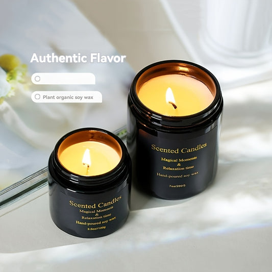 1pc 100g Soy Wax Scented Candle in Black Glass Jar - Lavender Aroma, Smokeless & Long-Lasting (12+ Hours), Romantic Indoor Decor, Perfect Gift for Men, Easter, Holidays & Birthdays, Holiday Gift Candle | Sleek Black Container | Soy Wax Candle