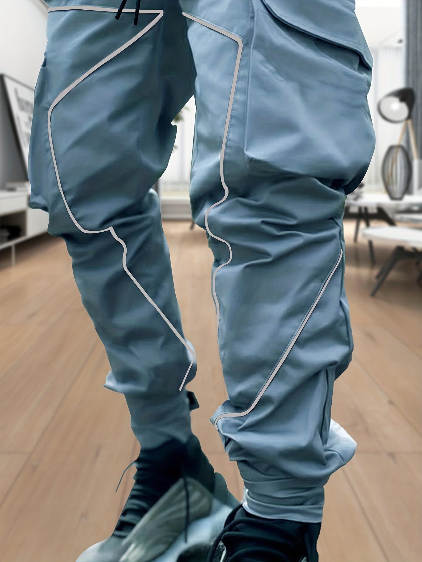 Stylish Multi-Pocket Cargo Pants for Men - Long Footed, Reflective Stripes, Climbing, Mountain, Outdoor Fitness - Comfortable, Breathable, Quick-Drying