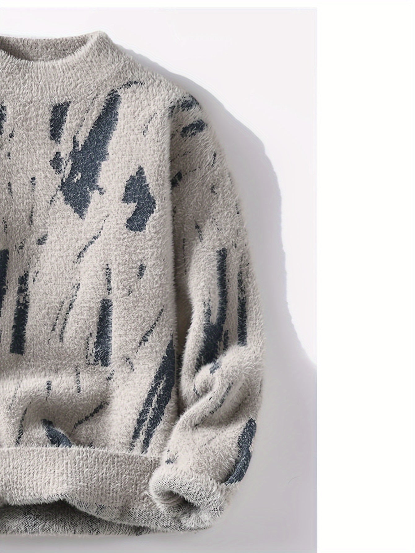 Men'S Casual Crew Neck Pullover Sweater - Long Sleeve Knitted Fabric Top with Color Block Design, Fall/Winter Warmth, Acrylic Blend (50% Acrylic, 30% Polyester, 20% Nylon) - SENMEIGUO