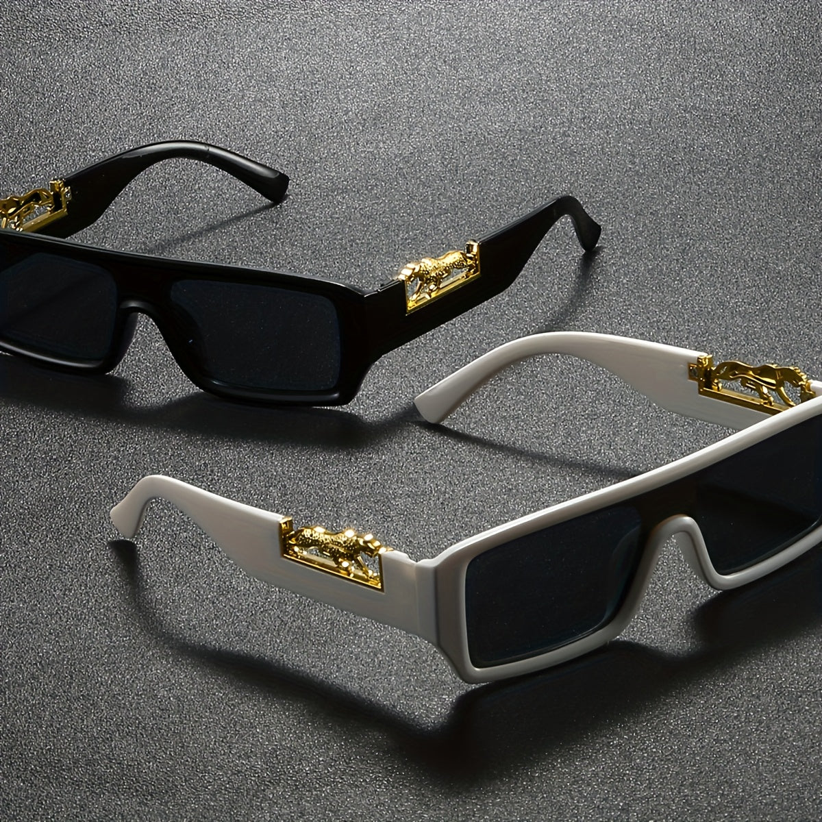 2 Pairs of Men's Square Flat Top Wide Leg High-End Exquisite Trendy Tough Guy Style Fashion Glasses