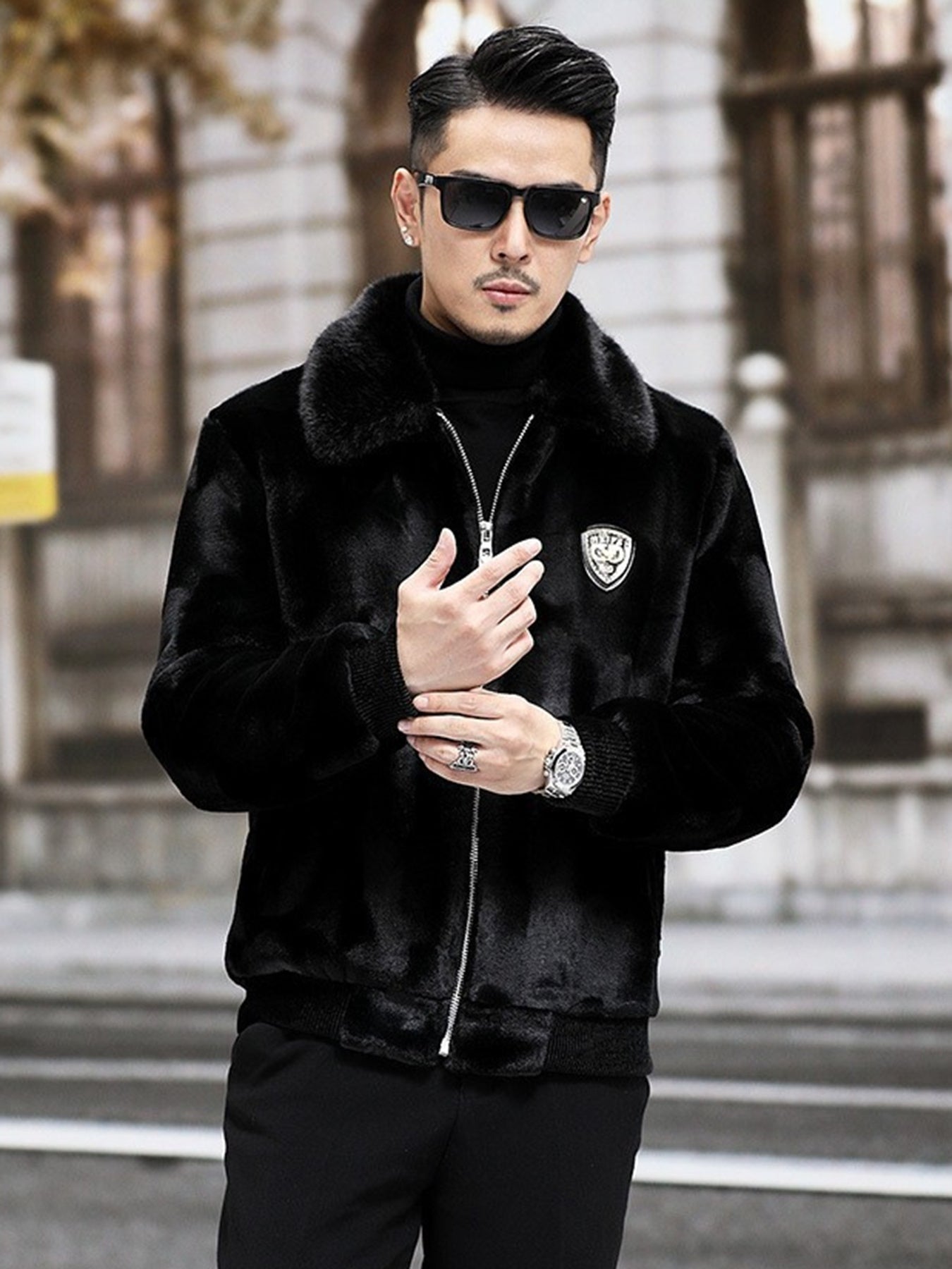 Men's Winter-Ready Thickened Full-Zip Lapel Jacket - Black Luxury Coat with Collar, Full-Breather Zipper Closure & for Business, Casual & Formal Wear - Warm Outer Coat (Dry Clean Only)