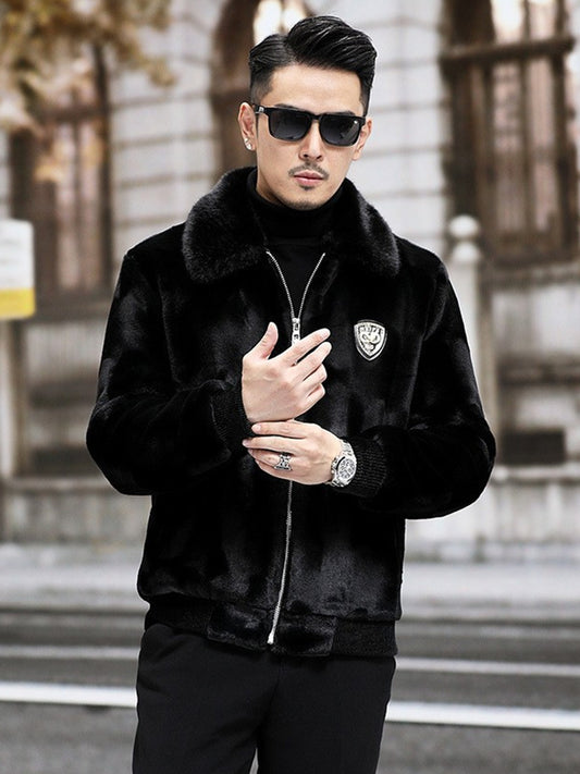 Men's Winter-Ready Thickened Full-Zip Lapel Jacket - Black Luxury Coat with Collar, Full-Breather Zipper Closure & for Business, Casual & Formal Wear - Warm Outer Coat (Dry Clean Only)