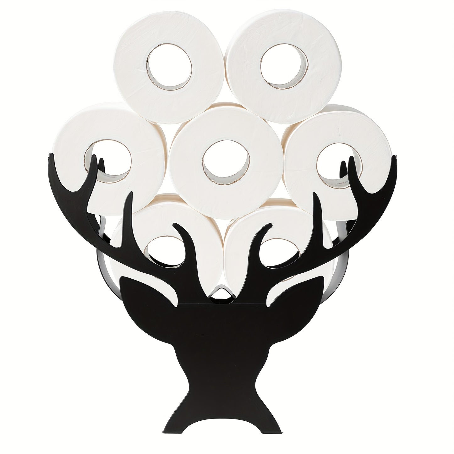 1pc Funny Deer Toilet Paper Holder with Deer & Antlers - Heavy-Duty Iron Construction, Self-Adhesive Bathroom Decor, Space-Saving Toilet Paper Rolls Organizer, For Home, Office, Camping - Funny Bathroom Decoration Gift, Home Decor, Playful Design