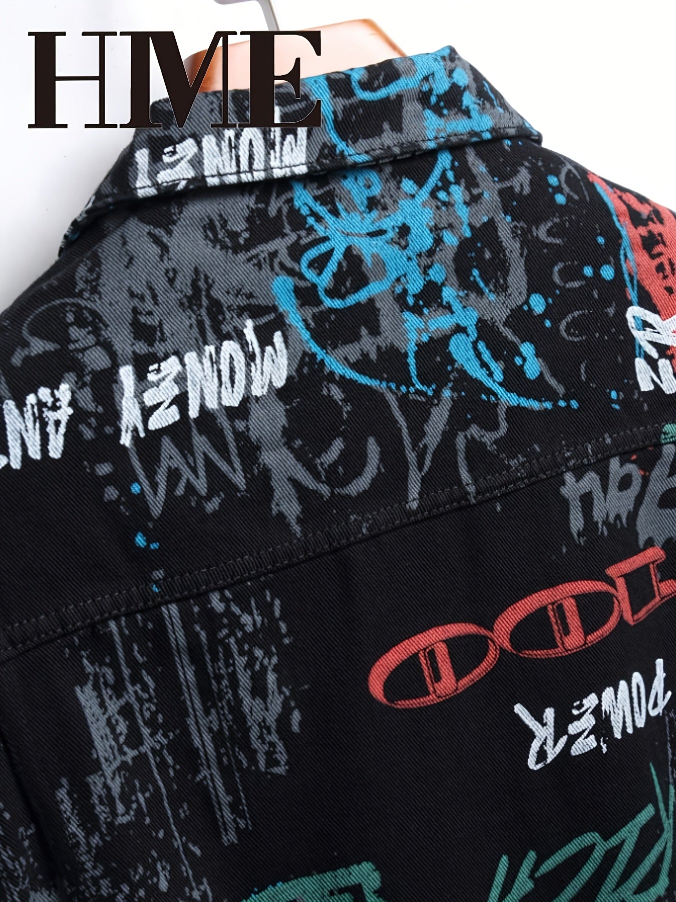 Korean Style Loose Graffiti Pure Cotton Men's Trendy Denim Jacket, Jeans Jacket for Men High Quality, Jeans Jacket, Jeans Jacket with Patches, Weekend Outfit, Everyday Jacket, Trendy Fashion, Loose Fit, Sturdy Construction, Durable Material, Men's Outerw