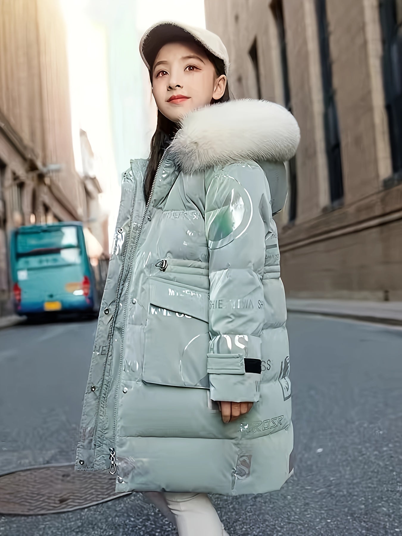 Girls' Winter Warm Hooded Coat with Fleece Lining - Oversized Loose Fit Long Jacket, Pink Plaid & Heart Cutouts, Thick Insulated Outerwear for School & Casual Attire, Easy-Care -Filled (Hand Wash/Dry Clean) - Ideal for Cold Weather & Layering (Girls 6-12