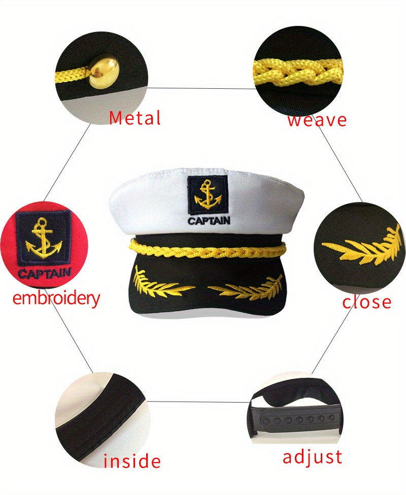 Navy Captain Hat - Flat Top Sun Hat for Outdoor Travel Leisure - Ideal Gift for Men and Women