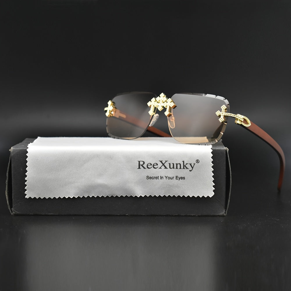 1pc Men's Rimless Square Fashion Glasses - Stylish Trendy Vintage Design Luxury Retro Glasses for Men, Perfect for Daily Routine, Ideal Gift Choice