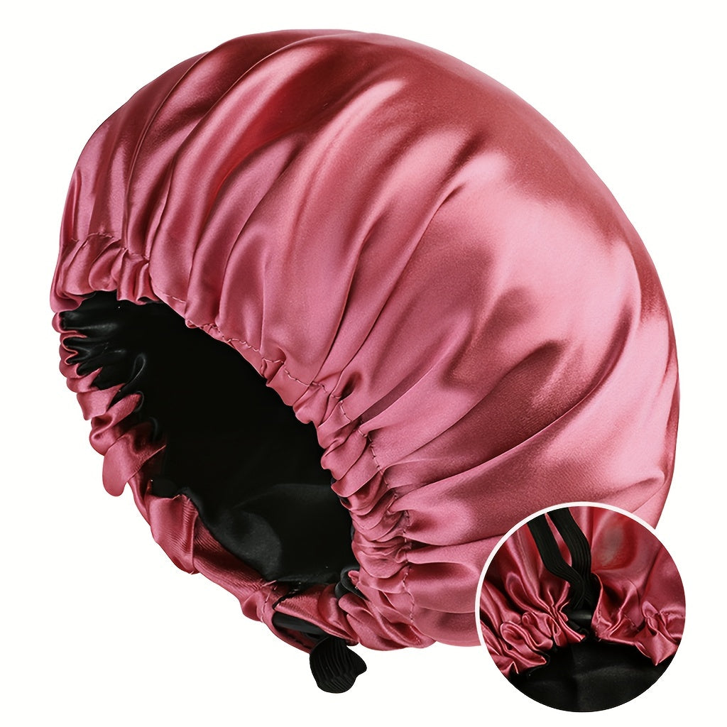[Satin Sleep Bonnet] Double Layer Satin Bonnet For Sleeping - Adjustable Bonnet For Curly Hair - Large Satin Lined Sleep Cap For Women