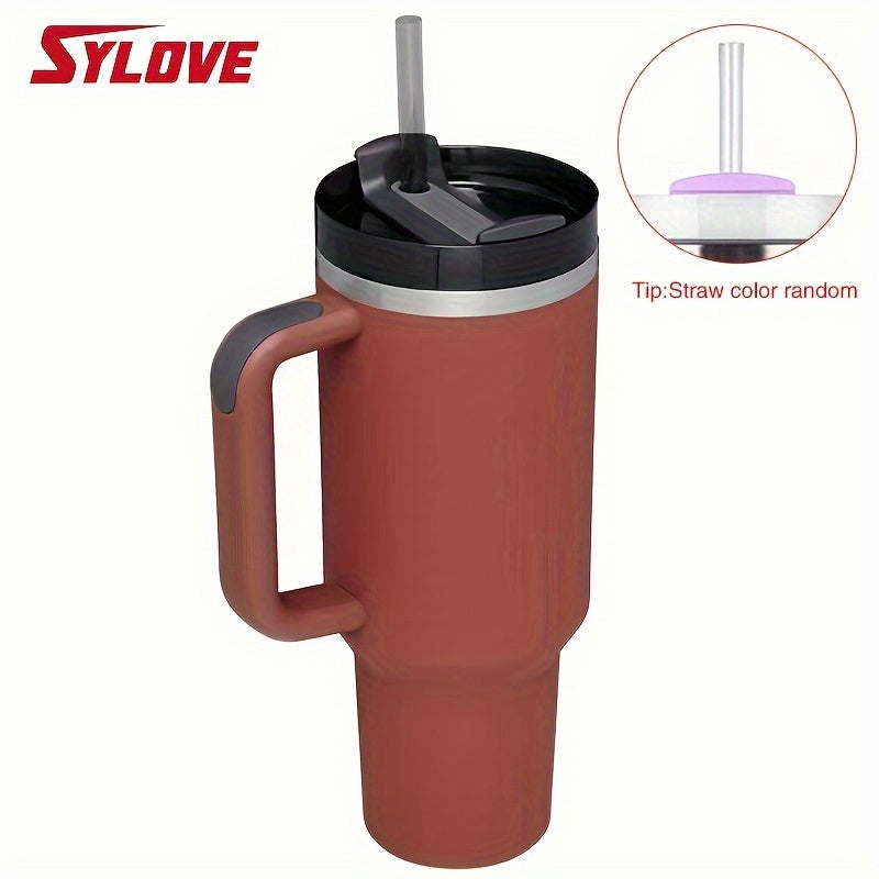 SLOVE 40oz Stainless Steel Tumbler With Handle And Straw, Insulated Sports Water Bottle For Men And Women, Keep Warm Or Cold, Coffee Cup - Perfect Gift