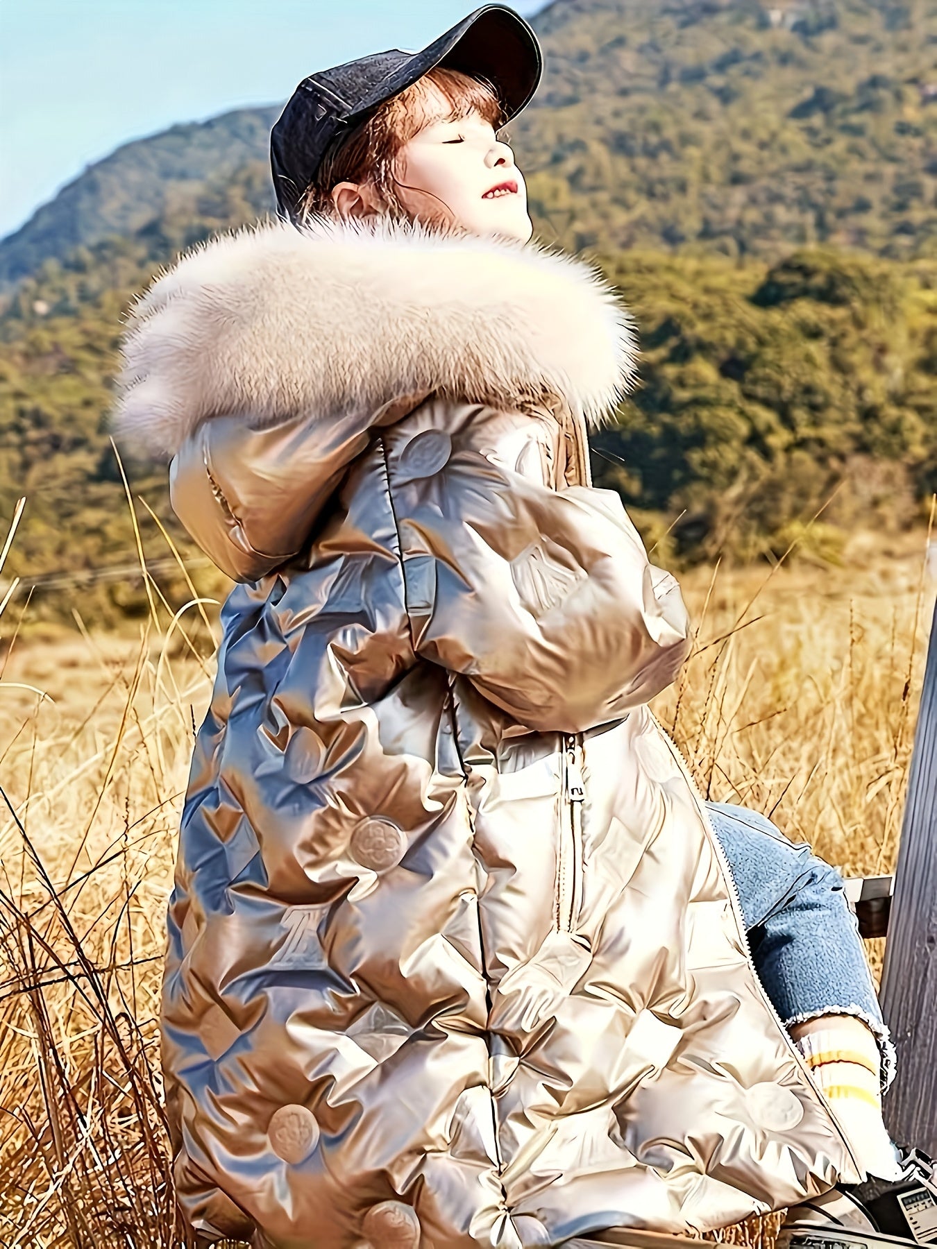 Girls' Winter Coat - Elegant Hooded Parka with Ribbed Cuffs, Thickened Fleece-Lined Mid-Length Jacket for Cold Weather, Warm & Stylish Outerwear for Students and Youngsters, Winter Coat for Girls, Student Winter Wear, Hooded Parka, Durable Winter Wear, G