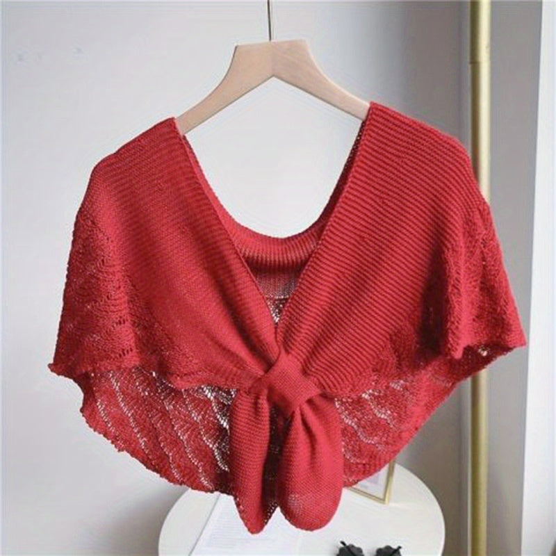 Women'S Stylish Openwork Yarn Shawl - Lightweight, Breathable Polyester, Perfect for Layering or Standalone Outfits, Machine Washable, Weekend Casual Wrap | Versatile Shawl | Stylish Knitwear, Shawls for Winter
