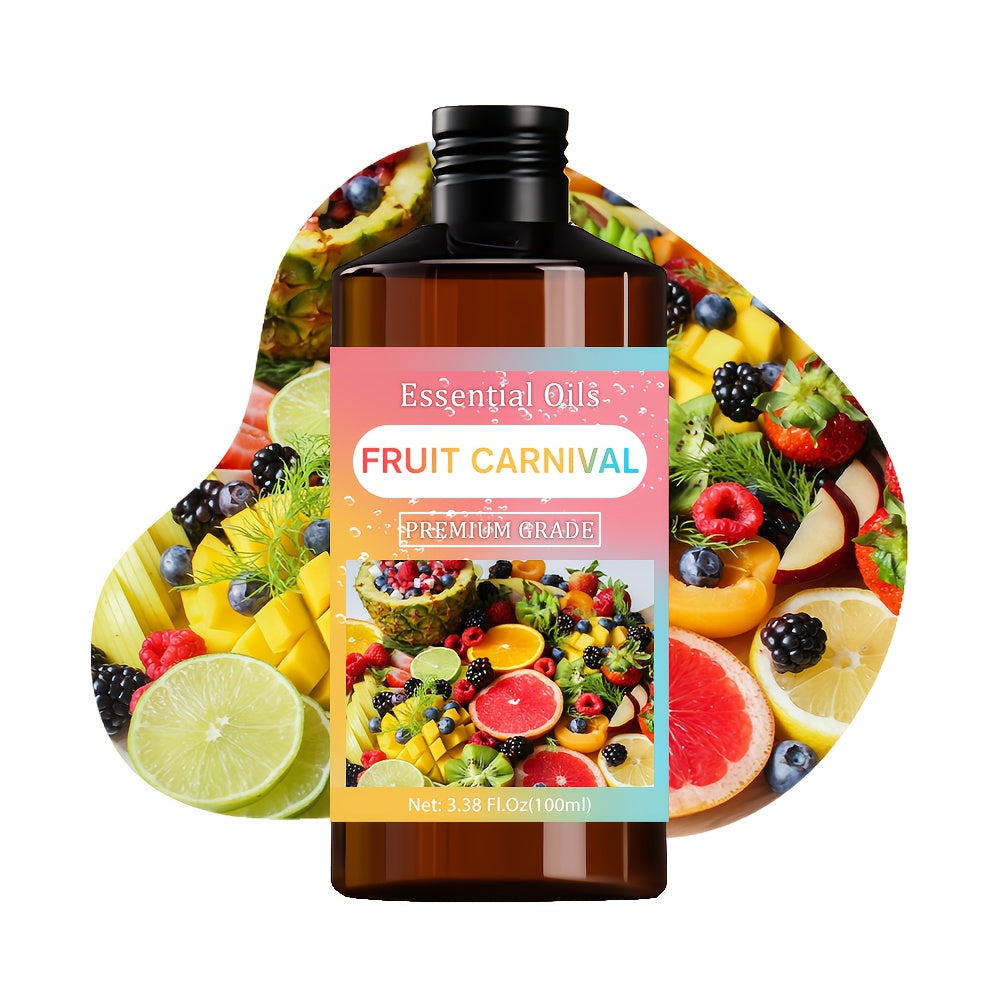 Fruit Carnival essential oil 100ml, moisturizing essential oil, suitable for humidifiers, air fresheners, candle making, long-lasting fragrance, Light Beige massage