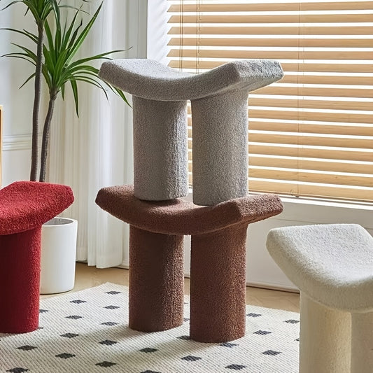 Chic Nordic-Inspired Black Plastic Stool - Compact & Versatile for Living Room, Entryway, or Shoe Changing - Durable Polyester Interior