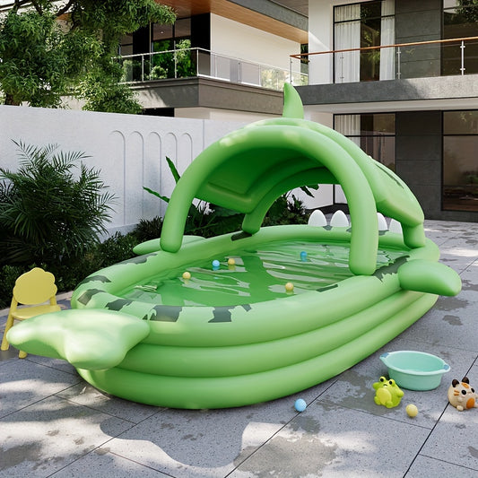 Shark-Themed Large Inflatable Swimming Pool - Perfect for Family Outdoor Water Parties, Durable PVC Material