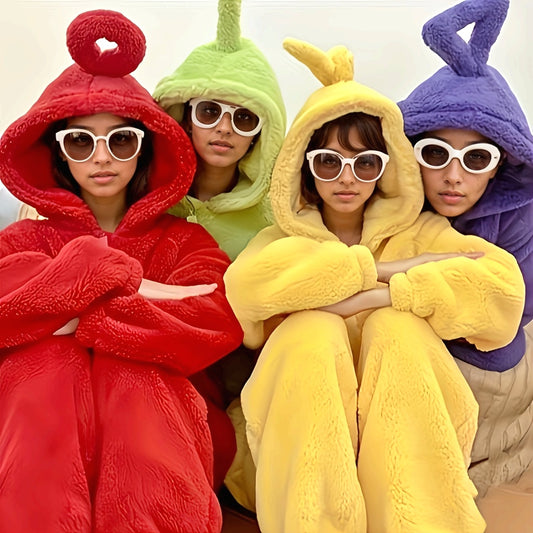 Women'S Cartoon Character Loose Onesie with a Hood, Super Soft Flannel Adult Pajamas.