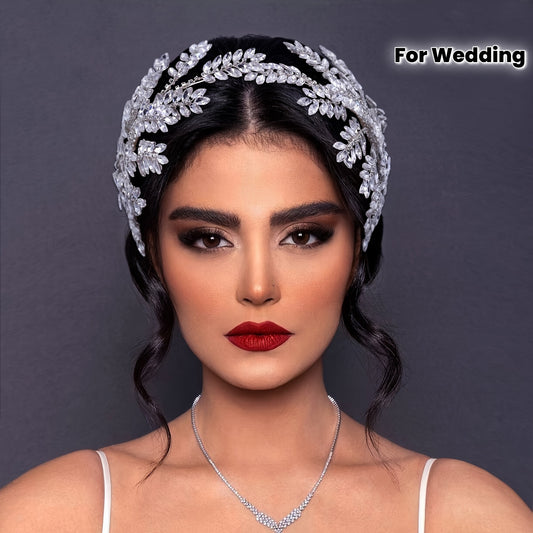 1pc of Handmade Wedding Dress Crown Headpiece for Brides, Adorned with Rhinestones, Suitable for Cosplay And Birthday Parties HP418.