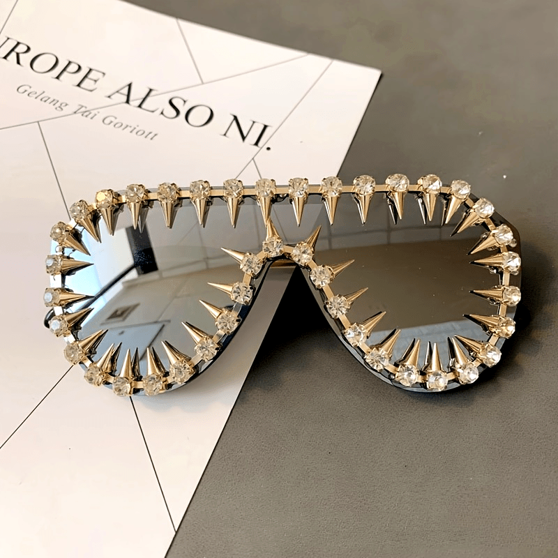 Street Style | Zinc Alloy, Wide Frame Glasses with Sparkling Rhinestone Accents - Ideal for Casual & Fashionable Attire, Everyday Glasses|Decorative Glasses|Zinc Alloy Frame
