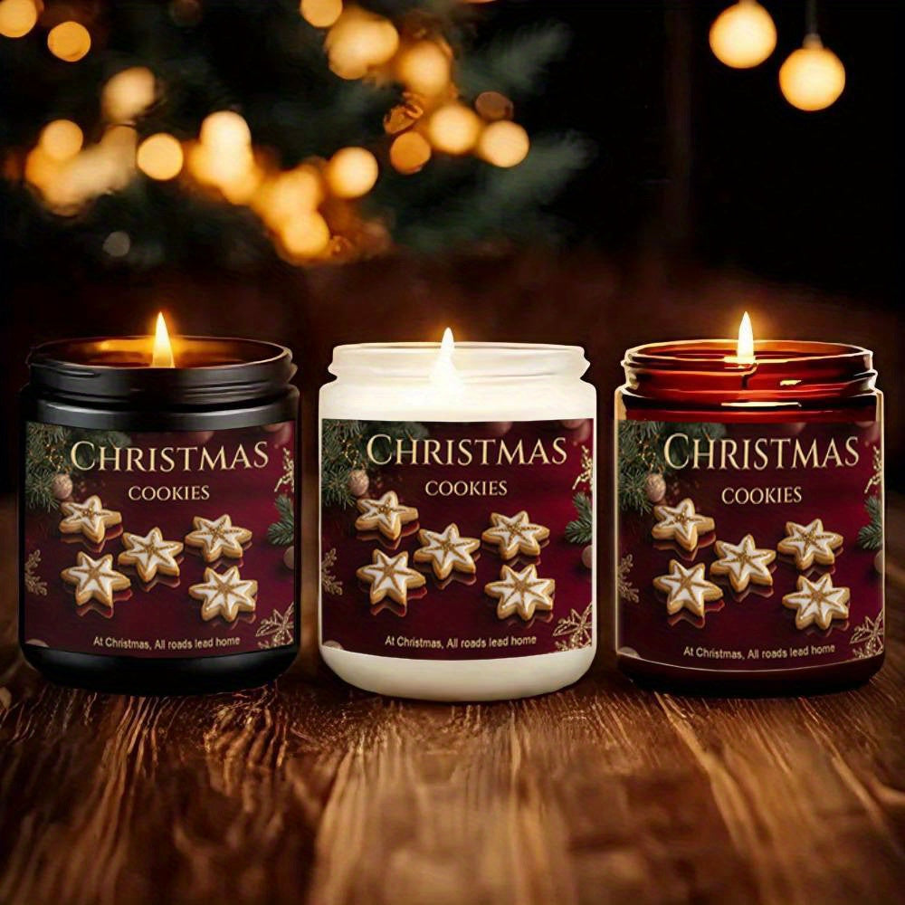 Christmas Cookies Scented Glass Candle - Lavender Aroma, Non-Electric, Decorative Centerpiece for Home, Ideal Gift for Women, Men, Mom, Dad, Friends, Bestie, Son, Daughter - 1pc