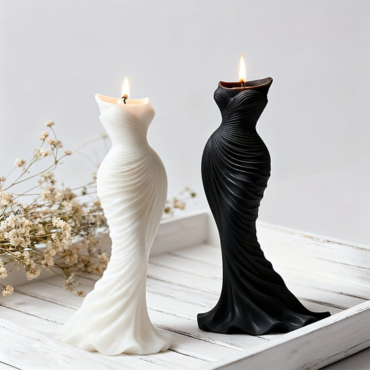 Valentine's Day 3D Slim Fit Mermaid Bridal Dress Silicone Mold, Slim Cut and Mermaid Gown Design, High-Temperature Resistant and Easy Demolding, Perfect for Making Scented Candles, Resin Plaster Crafts, Wedding Decorations, Anniversary Gifts, Party