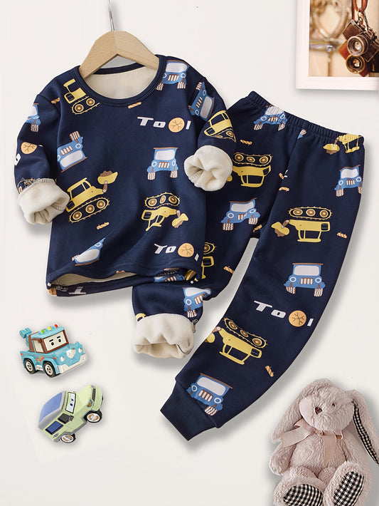New Autumn/Winter Boys' Warm Set, New Fleece-Lined Thickened Top and Pants for Kids - The Best Gift, Winter Clothes For Kids