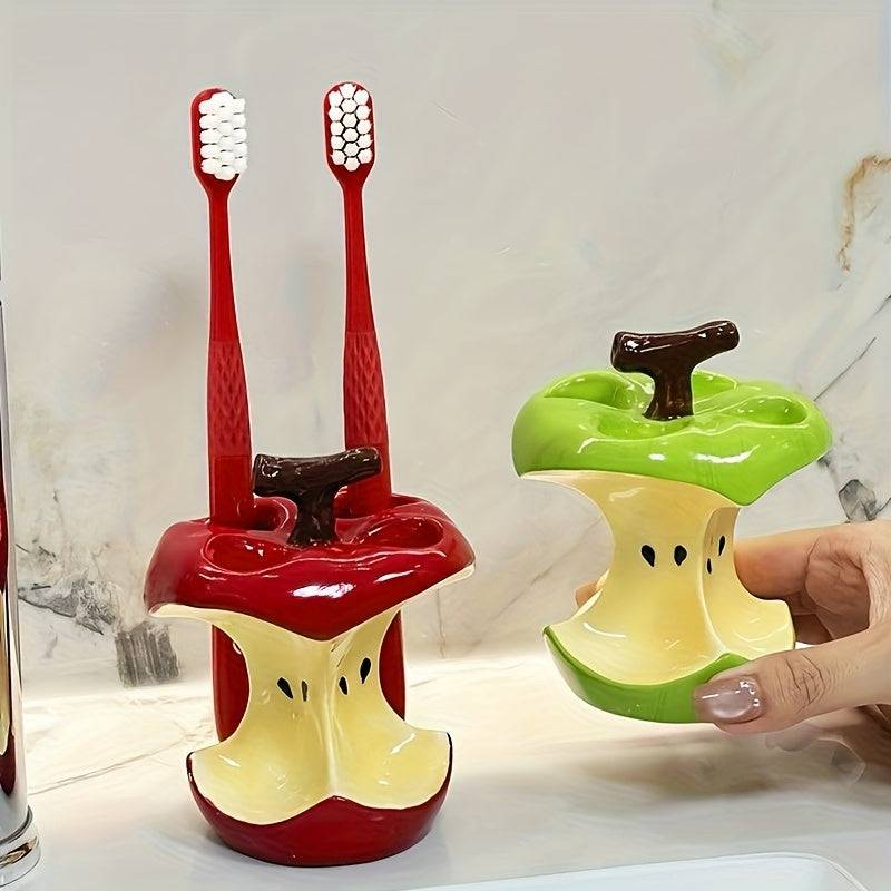 Innovative and quirky apple core ceramic toothbrush holder, both practical and decorative—a perfect choice for everyday home use or as a thoughtful holiday gift