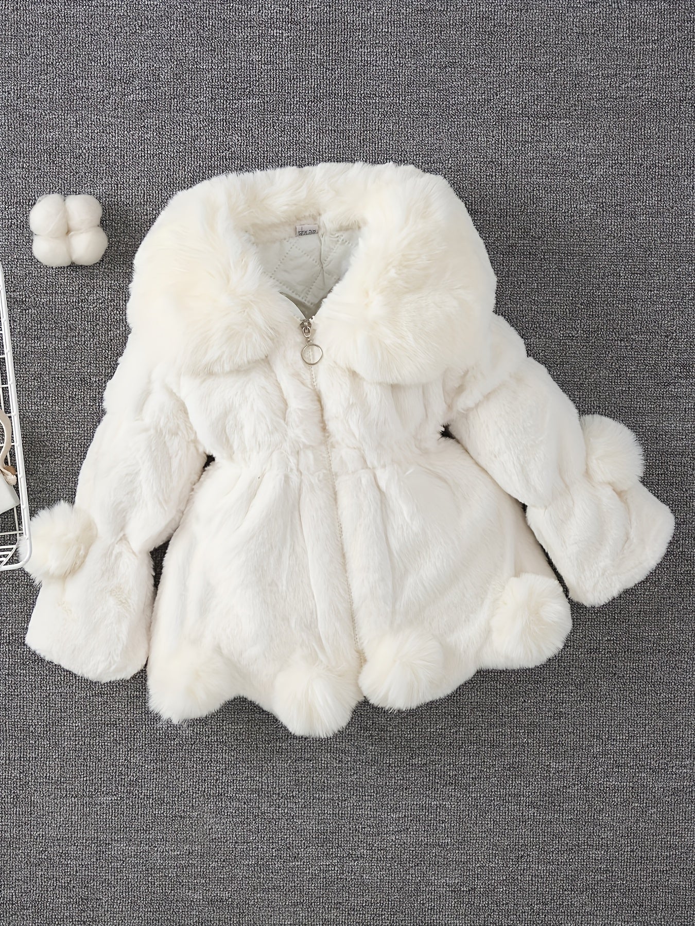 Girls' Winter Coat with Faux Fur Trim - Warm Zip-Up Jacket, Asymmetrical Hem, Long Sleeves, Polyester Lining, Perfect for Outdoor Play & Casual Attire, -7, Winter Coat for Girls, Playful Design, Soft Texture