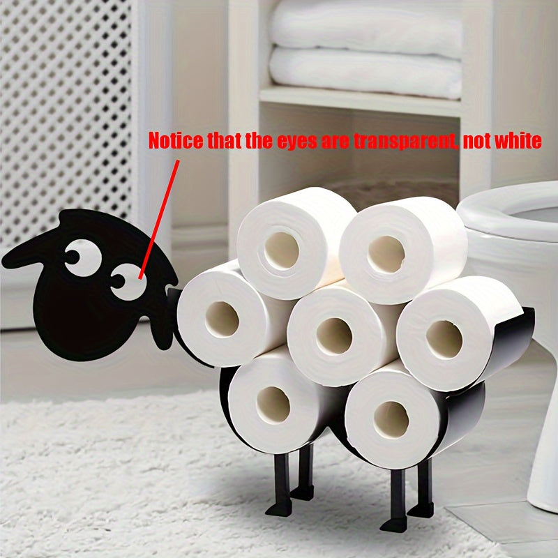 Black Sheep Metal Toilet Paper Holder – Space-Saving Bathroom Decor with 8 Extra Storage Rolls, Freestanding Design, Corrosion-Resistant for Durability, Fun and Creative Bathroom Accessory, Christmas Decor